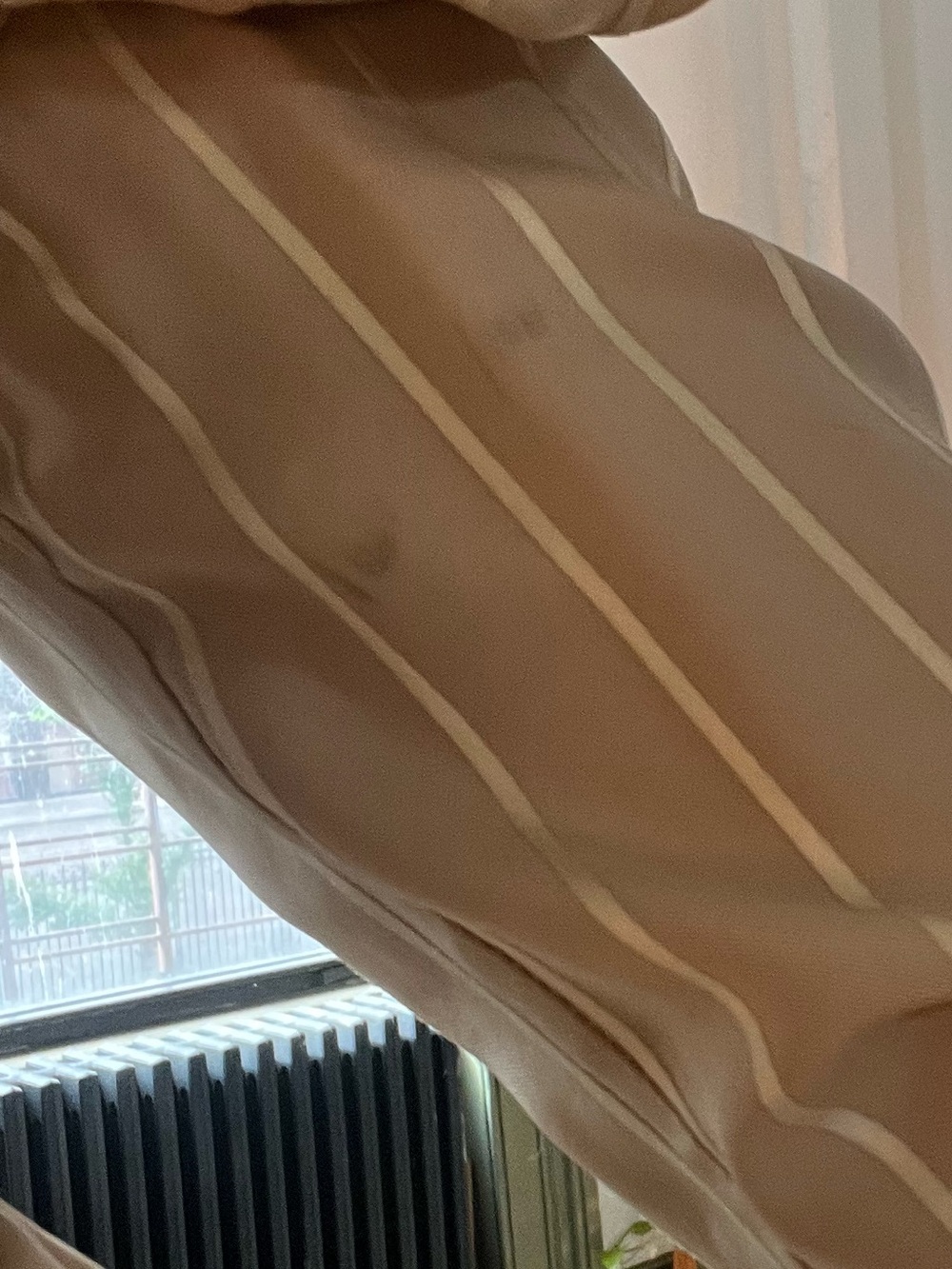 KHAITE Cream Pinstripe Puff-Sleeve Peplum Top - Picture 5 of 10